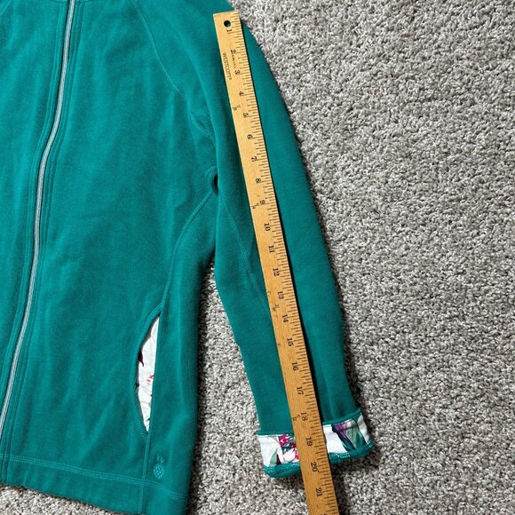 Tommy Bahama Womens Teal Full-Zip Jacket L/G With Floral Lining 98% Cotton 2% Sp - Picture 9 of 11